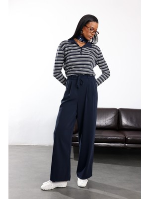 5in1Canpolat Lacivert Bağcıklı Rahat Pantolon 3709