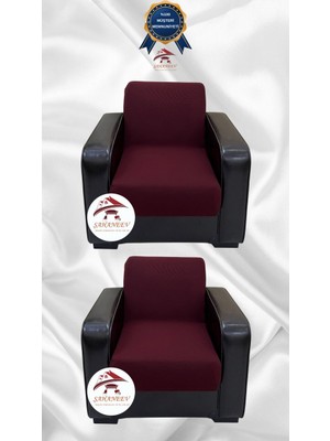Mikro Lastikli Kaymaz Elastik Koruyucu Kolsuz Koltuk Örtüsü - Bordo - 1+1 (2 Parça Set)