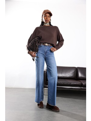 5in1Canpolat Mavi Yüksek Bel Palazzo Jean 8184