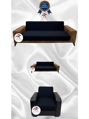 Mikro Lastikli Kaymaz Elastik Koruyucu Kolsuz Koltuk Örtüsü - Siyah - 3+2+1 (3 Parça Set)