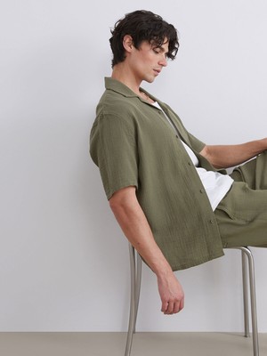 Lc Waikiki Yeni Sezon Rahat Kalıp Resort Yaka Kısa Kollu Müslin Erkek Gömlek