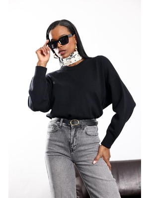 5in1Canpolat Siyah Bisiklet Yaka Triko Kazak 140401