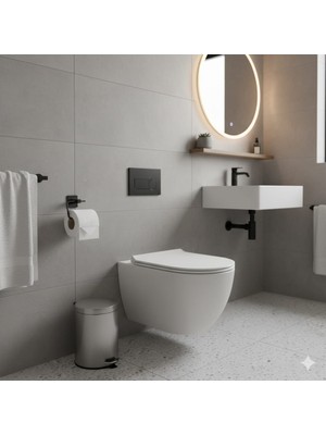 Octopus Bazaar Metal Siyah Rulo Kağıt Havluluk Tuvalet Wc Kağıtlık Banyoda Şık Tasarım