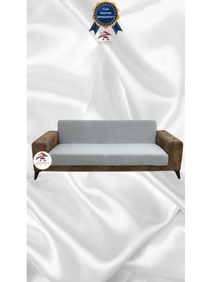 Italyan Süet Koruyucu Esnek Elastik Kolsuz Koltuk Örtüsü - Açık Gri - 3'lü Set (1 Parça)