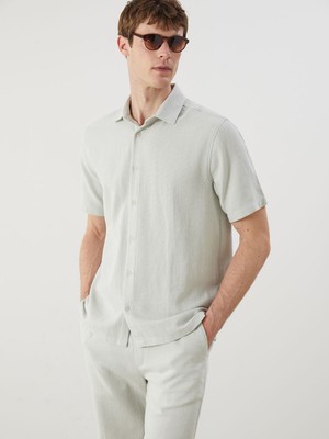 Lc Waikiki Yeni Sezon Regular Fit Kısa Kollu Armürlü Erkek Gömlek