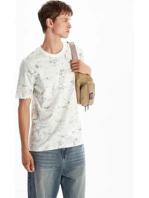 Lc Waikiki Yeni Sezon Bisiklet Yaka Desenli Penye Erkek Tişört