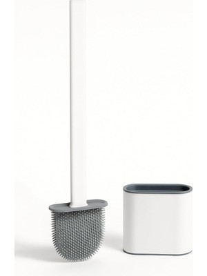 Vento Store Ata Home Silikon Wc Tuvalet Banyo Fırçası Klozet Fırçası Beyaz-Gri Oval