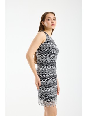 By Papi Zigzag Desensıfır Kol Elbise
