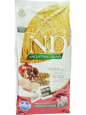 Vento Store Ancestral Grain Kuru Köpek Maması, Tavuk, Kılçıksız Buğday, Yulaf ve Narlı, Yaşlı Medium ve Maxi, 12