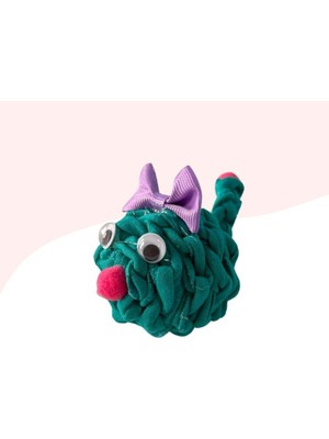 Çıngıraklı Örme Kedi Oyuncağı 9cm Yeşil
