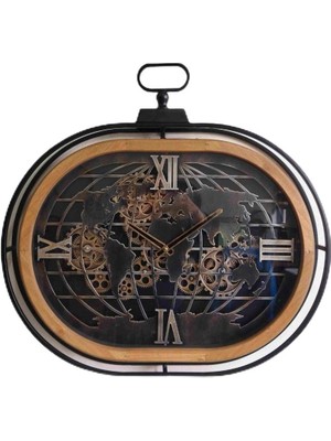 Vento Store Galaxy CRK-813 Premium Ahşap Ithal Dönen Çarklı Roma Rakamlı Elips Duvar Saati 75 * 8 * 72 cm