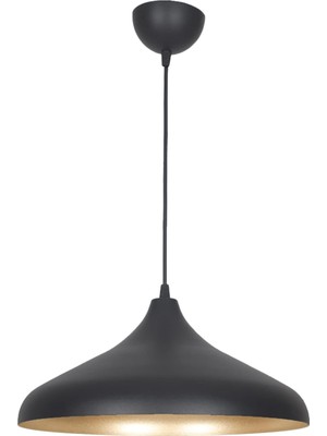 Vento Store Fer Avize Nil Modern Metal Sıvama Siyah Içi Gold Renk Sarkıt Cafe - Mutfak Tekli Avize