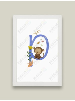 Kidilia P Harfli Bebek Odası Beyaz Duvar Tablosu Kişiye Özel Sevimli Hayvancıklar Tasarımlı 21X30CM