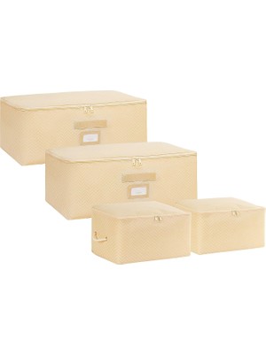 4'lü Bej Balıksırtı Hurç Set 2 Adet 30 x 22 x 18/2 Adet 52 x 28 x 21 cm