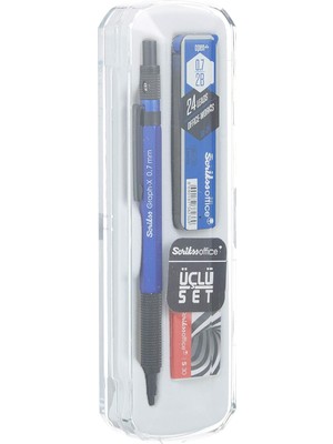 Office Graphx 3'lü Set Versatil Kalem 0.7 mm Mavisilgimin 0.7 mm
