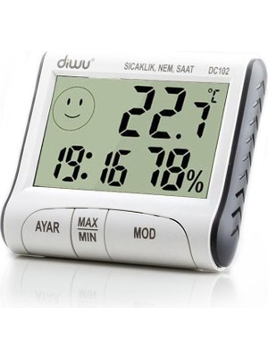 Vento Store DC102 Iç Mekan Termometre Nem Ölçer Saat