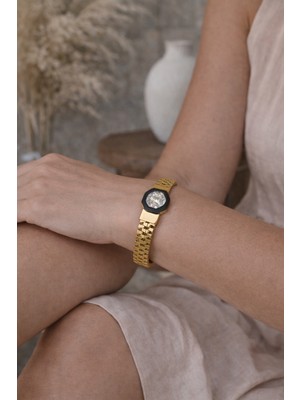 Sacce Scarves & Accessories Zirkon Taşlı Gold Çelik Bileklik Ortası Tektaş Model