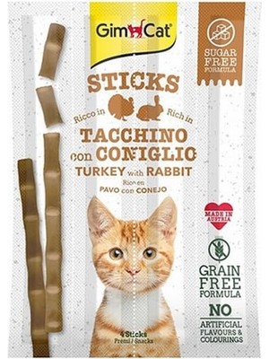 VENTO STORE Gimcat Sticks Hindili Tavşanlı Tahılsız Kedi Ödül Çubukları 20 gr Pratik ve Cezbedici Lezzet