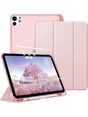 Vento Store 12.9 3./4./5./6. Nesil M2 ile Uyumlu Kılıf Flip Cover Kalem Bölmeli Pc Case 2018-2023 Rose Gold