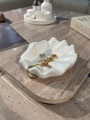 Elmessa Büyük Istiridye Tabak-Dekoratif Takı TABAĞI(13X9CM Verniklidir)