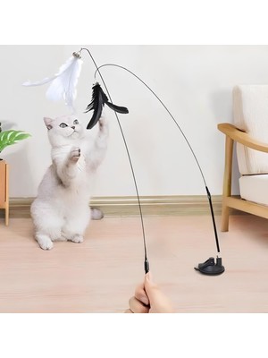 Kanji Vantuzlu Tüylü Zilli Olta Kedi Oyuncağı – 2 Oltalı, Esnek Yaylı, Avcılık Içgüdülerini Geliştir