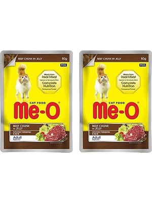 Me-O Meo Adult Jöle Içerisinde Biftekli Yetişkin Kedi Konservesi 80 gr 2li Paket