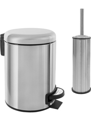 Vento Store Vinoks Elit Serisi Antifenger Özellikli 2'li Banyo Seti Çöp Kovası ve Kolozet Fırçası Paslanmaz Krom