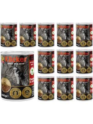 Vento Store Klicker Yetişkin Köpek Biftekli ve Jöleli Konserve Mama 400 gr x 12 Adet