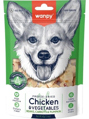 Vento Store Wanpy Köpek Dondurularak Kurutulmuş Tavuk & Sebze, 40 Gram 12 Paket