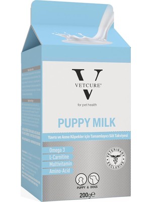 Vetcure Puppy Milk Yavru ve Anne Köpek Için Tamamlayıcı Süt Tozu Takviyesi 200 gr
