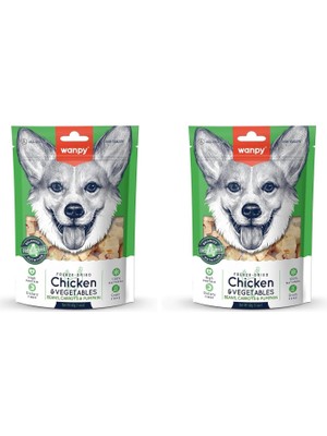 Vento Store Wanpy Köpek Dondurularak Kurutulmuş Tavuk & Sebze, 40 Gram 2li Paket