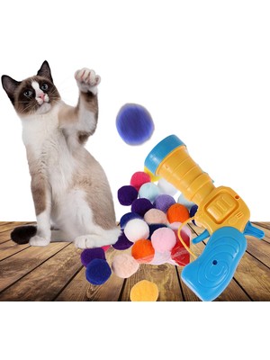 Interaktif Kedi Oyun Tabancası, Peluş Top Atan Interaktif Kedi Oyun Tabancası - (Hediye Peluş Toplar