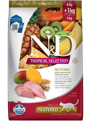Vento Store Nd Tropical Selection Tavuklu ve Tropikal Meyveli Kısırlaştırılmış Kedi Maması 4+1 kg