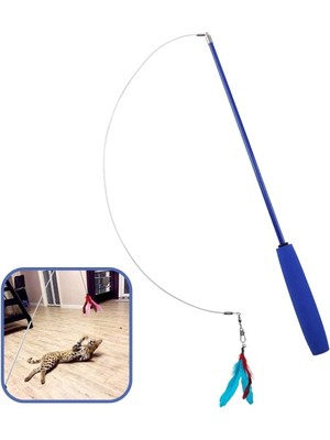 Vento Store Kedi Oltası Teleskopik Tüylü ve Çanlı Boyu Ayarlanabilir Elastik Eğlenceli Peluş Kedi Oyun Oltası Ka