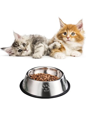 Vento Store Jouis Kedi Köpek Mama Su Kabı Paslanmaz Çelik Kedi ve Köpek Mama Kabı - Kaymaz Tabanlı, Dayanıklı Be