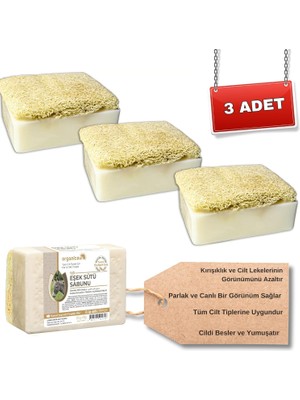Vento Store Organicsun Doğal Kabak Lifli Eşek Sütü Sabunu 120 gr x 3 Adet Tüm Cilt Tipleri Için Kırışıklık ve Ya