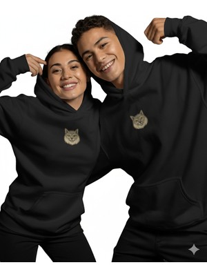 Muhtar Store Kedi Temalı Çift Hoodie – British Shorthair – Sevgililer Günü Özel Tasarım – Siyah Kapüşonlu Sweatshirt Seti Mathematica