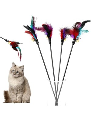 Vento Store Çıngıraklı Tüylü Kedi Oyun Çubuğu, Evcil Hayvan Oyun Çubuğu, Kedi Eğlence Aktivite Oyuncağı Tüylü Zi