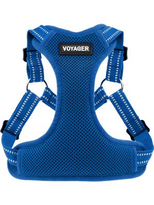 Voyager By - Reflektif 3m Şeritli Tamamen Ayarlanabilir Basamaklı Ağ Koşumu - Kraliyet Mavisi (Uyuml