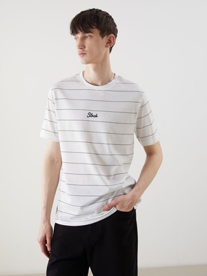 Lc Waikiki Yeni Sezon Bisiklet Yaka Çizgili Penye Erkek Tişört