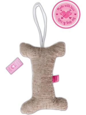 Kemik Peluş Köpek Oyuncağı Çekiştirmeli Diş Kaşıma Diş Sağlığı Büyük Kemik Kahverengi