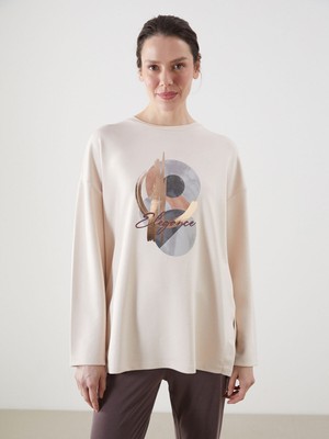 Lc Waikiki Yeni Sezon Baskılı Oversize Kadın Sweatshirt Tunik