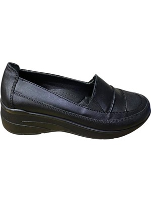 Güven Kundura Kadın Haki Deri Full Ortepedi Dolgu Topuk