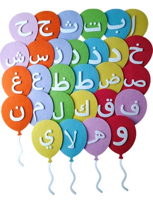 Ngüzel Keçe Tasarım Elifba Balon Seti, Kuran Harfleri Keçe 29 Adet