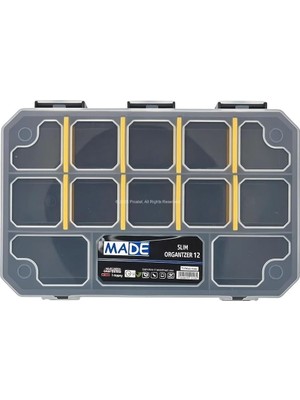 Made Slim Organizer 12 Bölmeli, Şeffaf, Düzenleyici , Polipropilen Malzeme, Çekmece Içi ve Masaüstü