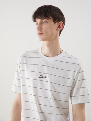 Lc Waikiki Yeni Sezon Bisiklet Yaka Çizgili Penye Erkek Tişört