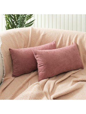 Vento Store Özenev Ölçü Seçenekli 2'li Kırlent Kılıfı Dekoratif Düz Sade Kadife Dokulu Punch Yapılabilir 30X50 C