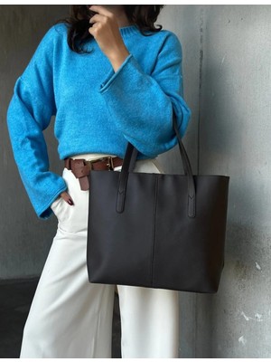 Özüm Takı Kadın Büyük Boy Kol ve Omuz Çantası Acı Kahve