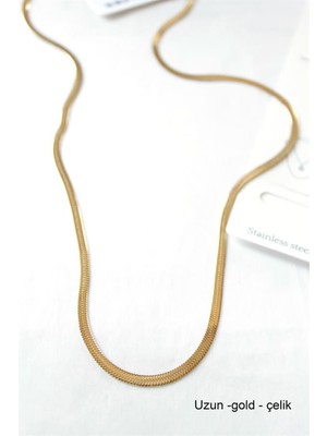 Maarketim Uzun  İtalyan Çelik  Kolye-60cm - Altın