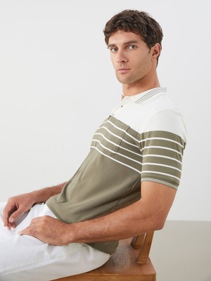 Lc Waikiki Yeni Sezon Polo Yaka Çizgili Penye Erkek Tişört